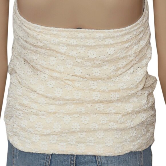 Free People Ona Convertible Ruched Mini Skirt Floral Lace Strapless Top M - Picture 6 of 7